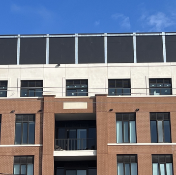 Black Architectural Noise Barrier Walls on Roof Top